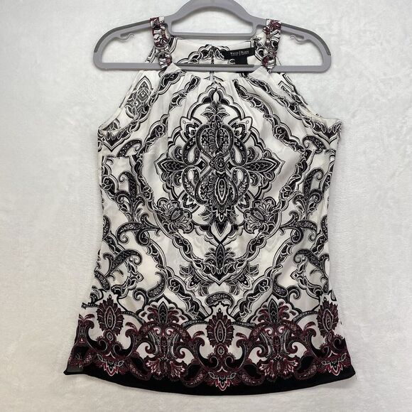 White House Black Market Tops - White House Black‎ Market WHBM Top Blouse Womens 0 Purple white black Keyhole